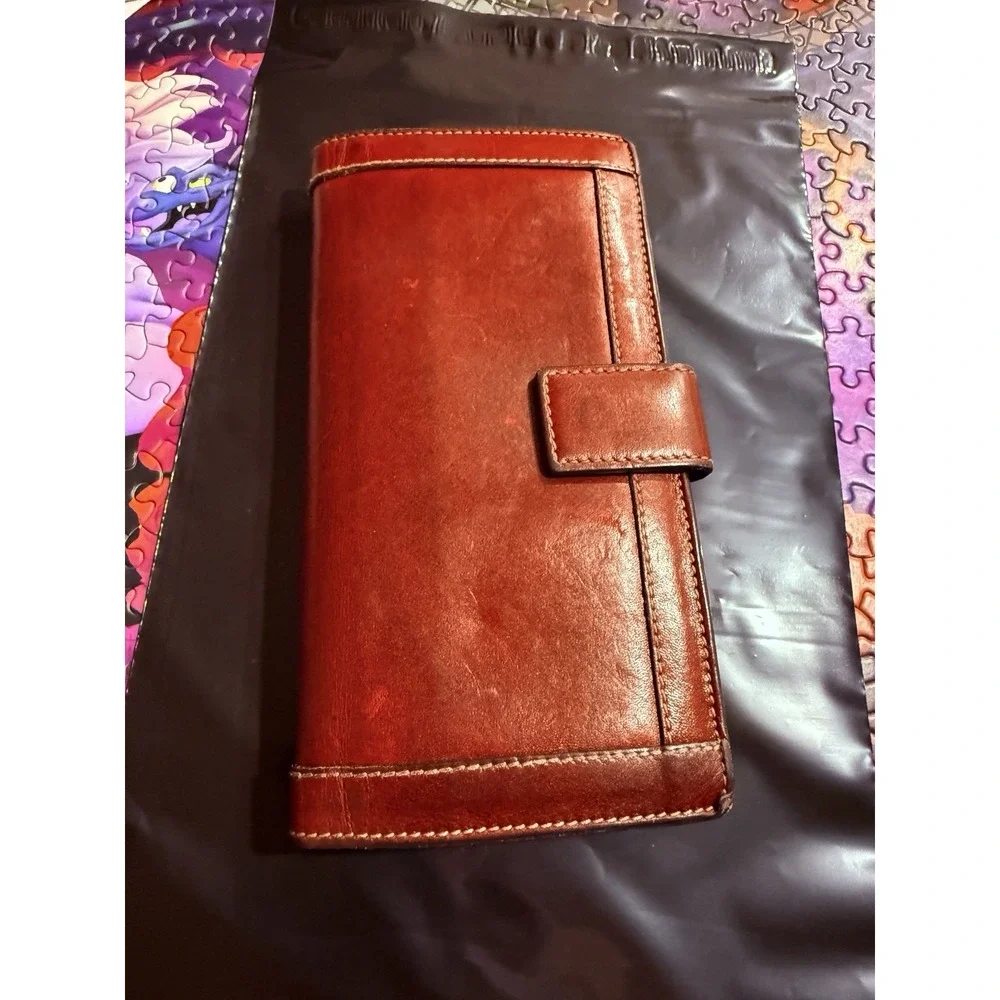 Vintage Gucci Red Leather Button Snap Wallet Authentic Made In Italy - Picture 2 of 11